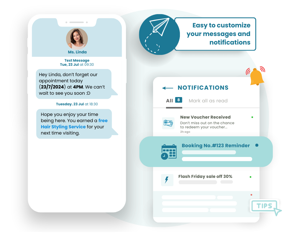 Easy to customize messages and notifications to hook your customers