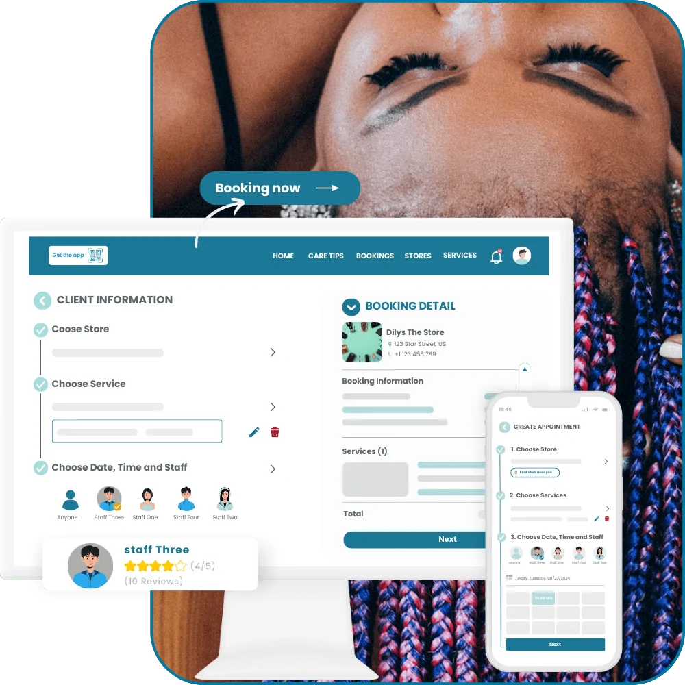 User-friendly Client Booking Web & Mobile App for hair braiding salon