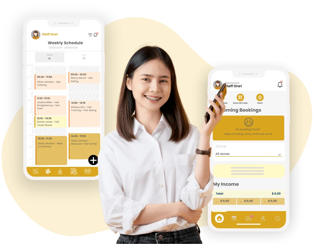 Our online booking system also provides Staff App Management for your employees to keep track on their schedule