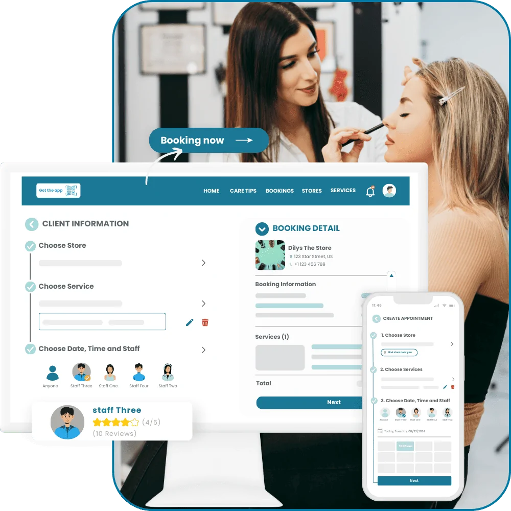 User-friendly Client Booking Web & Mobile App of beauty salon