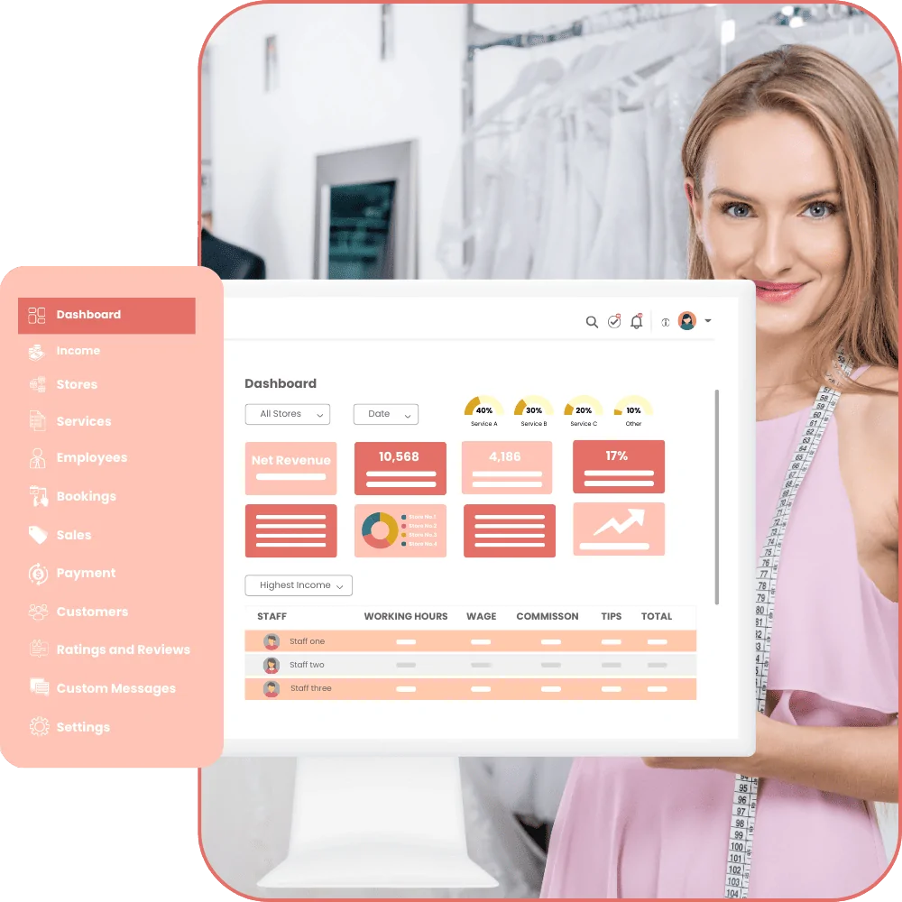 Bridal Owner Dashboard for bridal salon owner/manager
