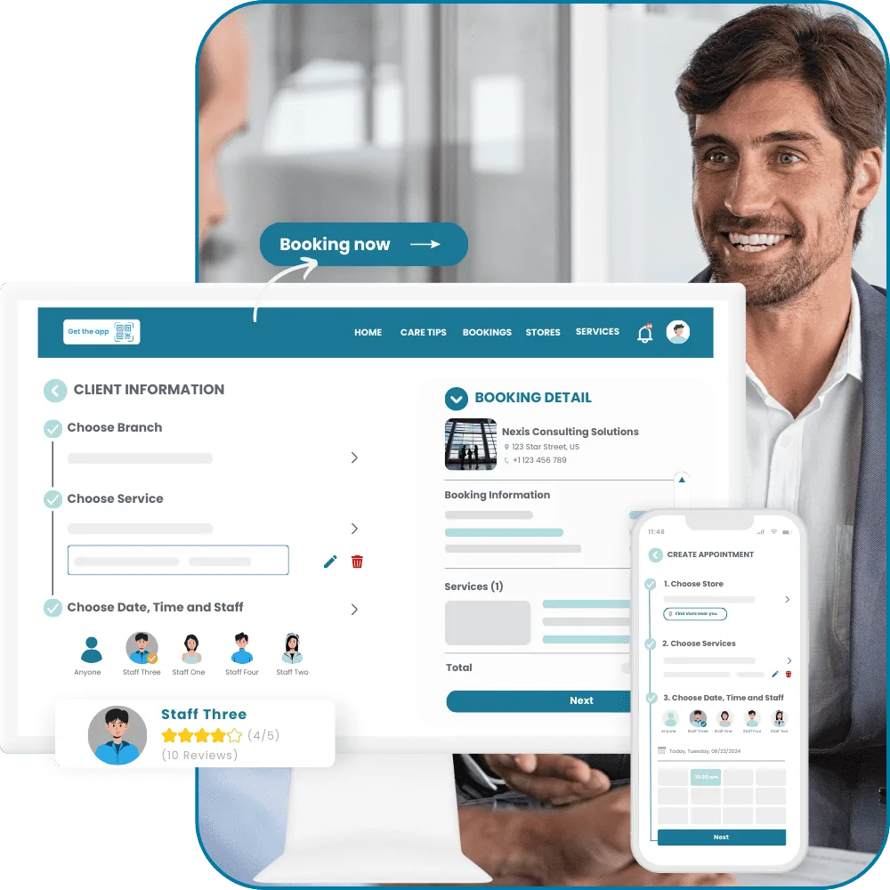 client booking web and mobile app of Consulting Scheduling Software