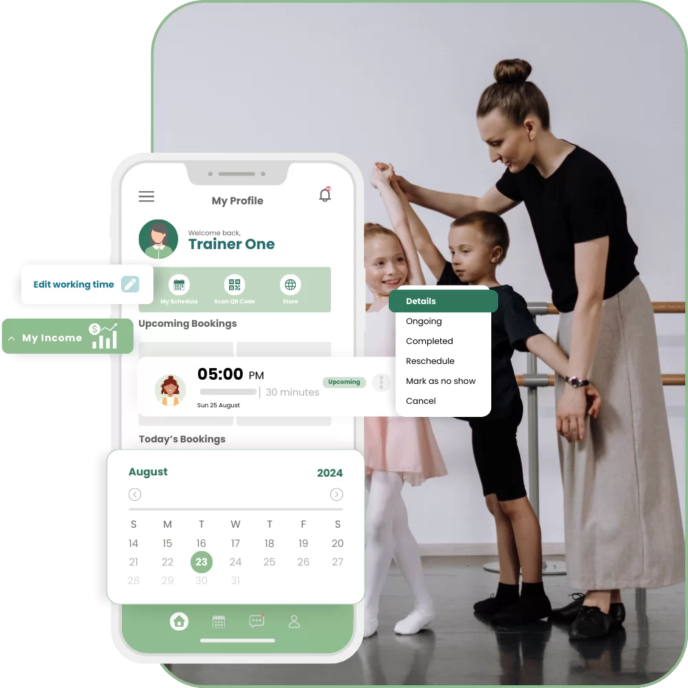 dance studio software - client mobile app