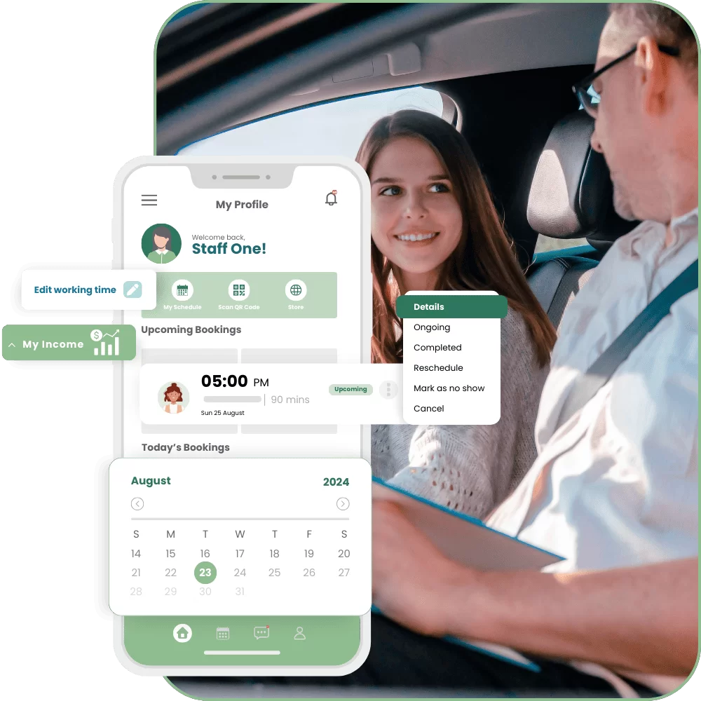 Driving School Software for staff/instructors