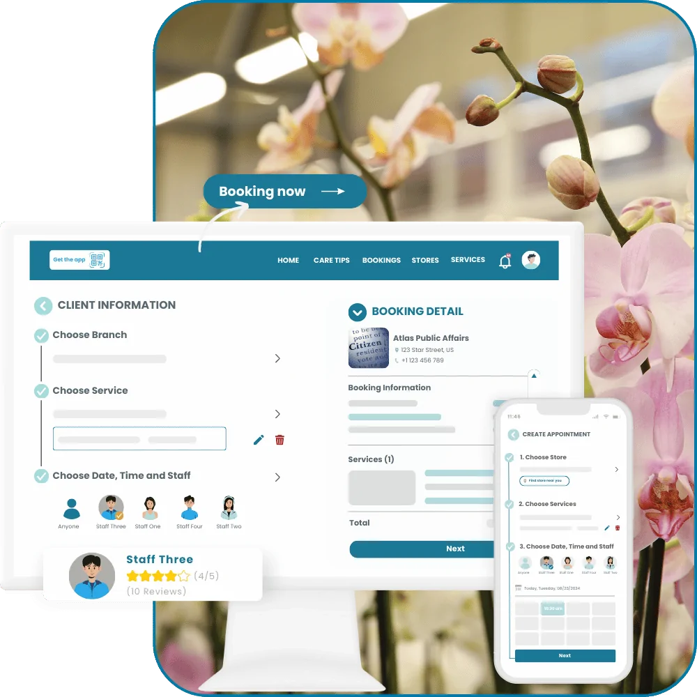 floral shop booking software - mobile and web software for client