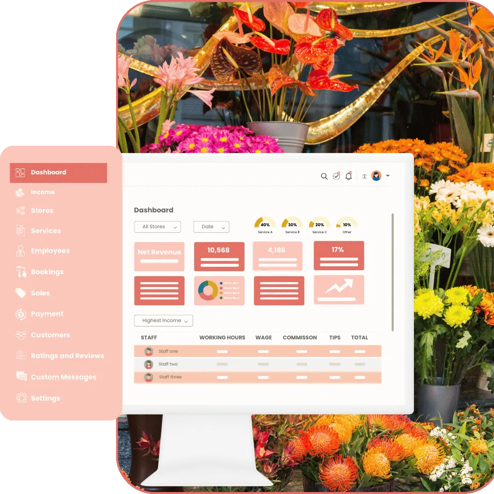 floral shop booking software - owner monitoring