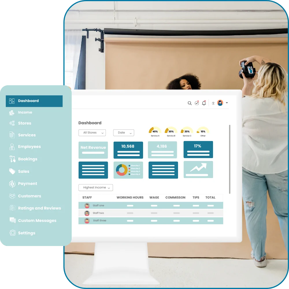photography studio software - owner dashboard
