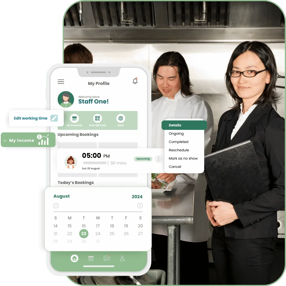 restaurant booking software - mobile app for employees
