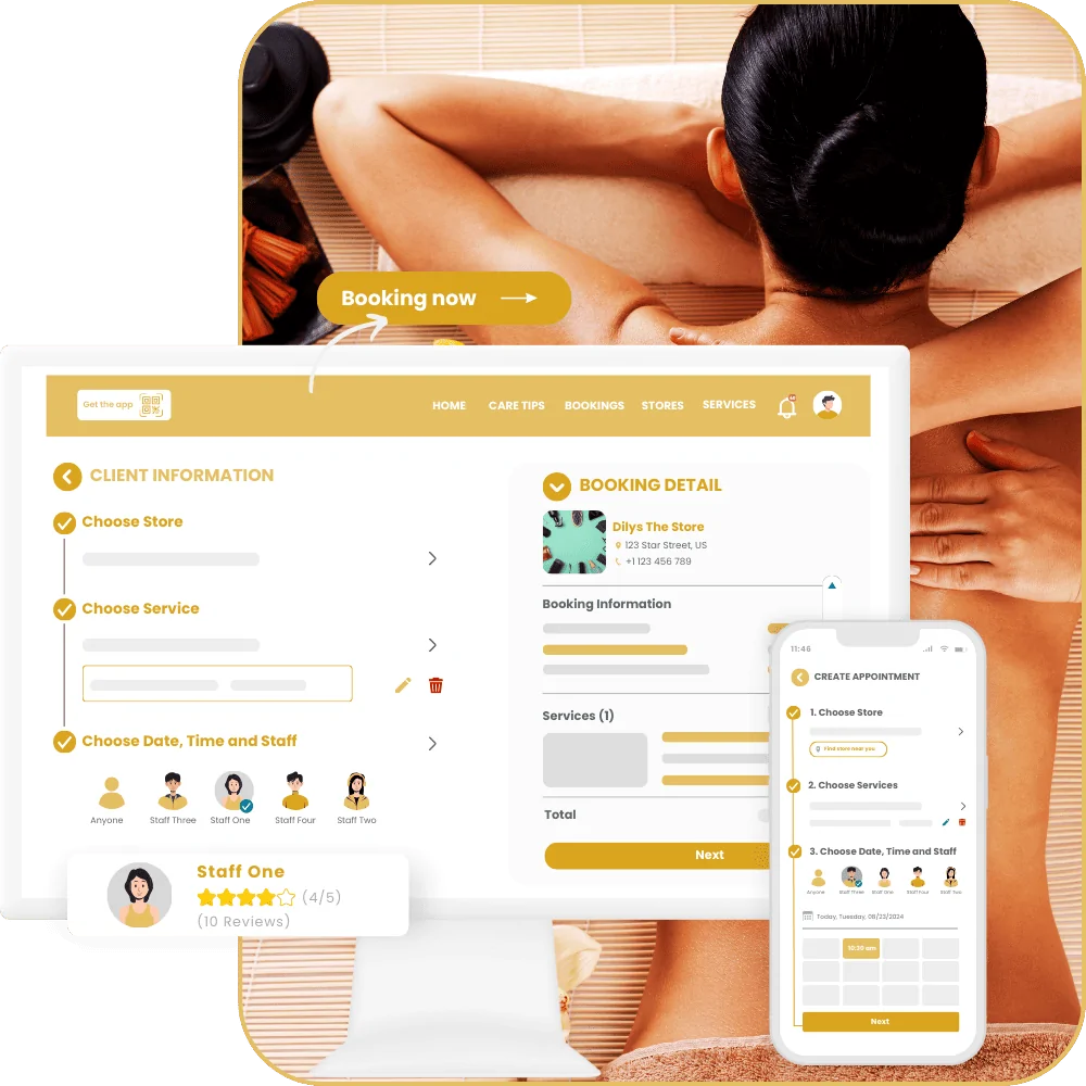 Client Booking Web & Mobile App for spa salon