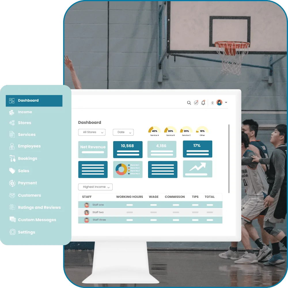 Dynamic Manager Dashboard of Sports Facility Software