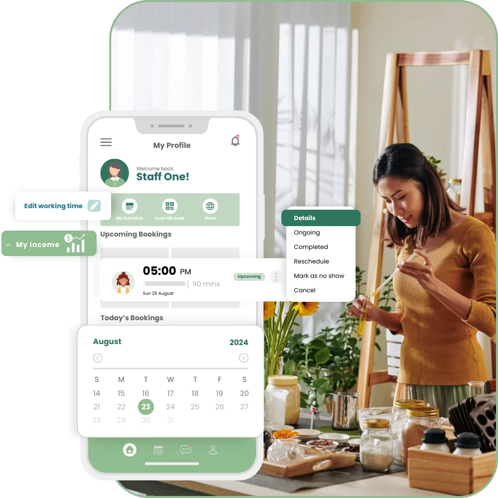 workshop booking software client mobile version